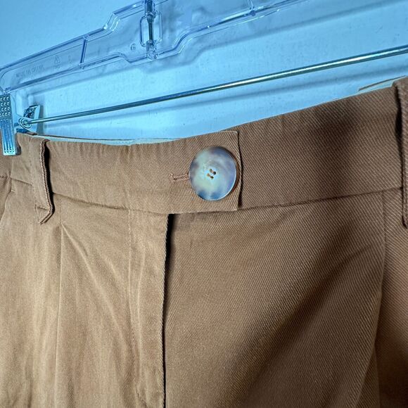 Sezane Rust Brown Pleated Wide Leg Trouser Pants Zip Button Closure 34 / US 2 - Picture 4 of 14